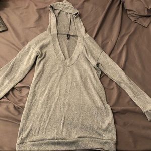Sparkly silver hooded top